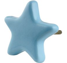 Solid Turquoise Star Ceramic Cabinet Knob